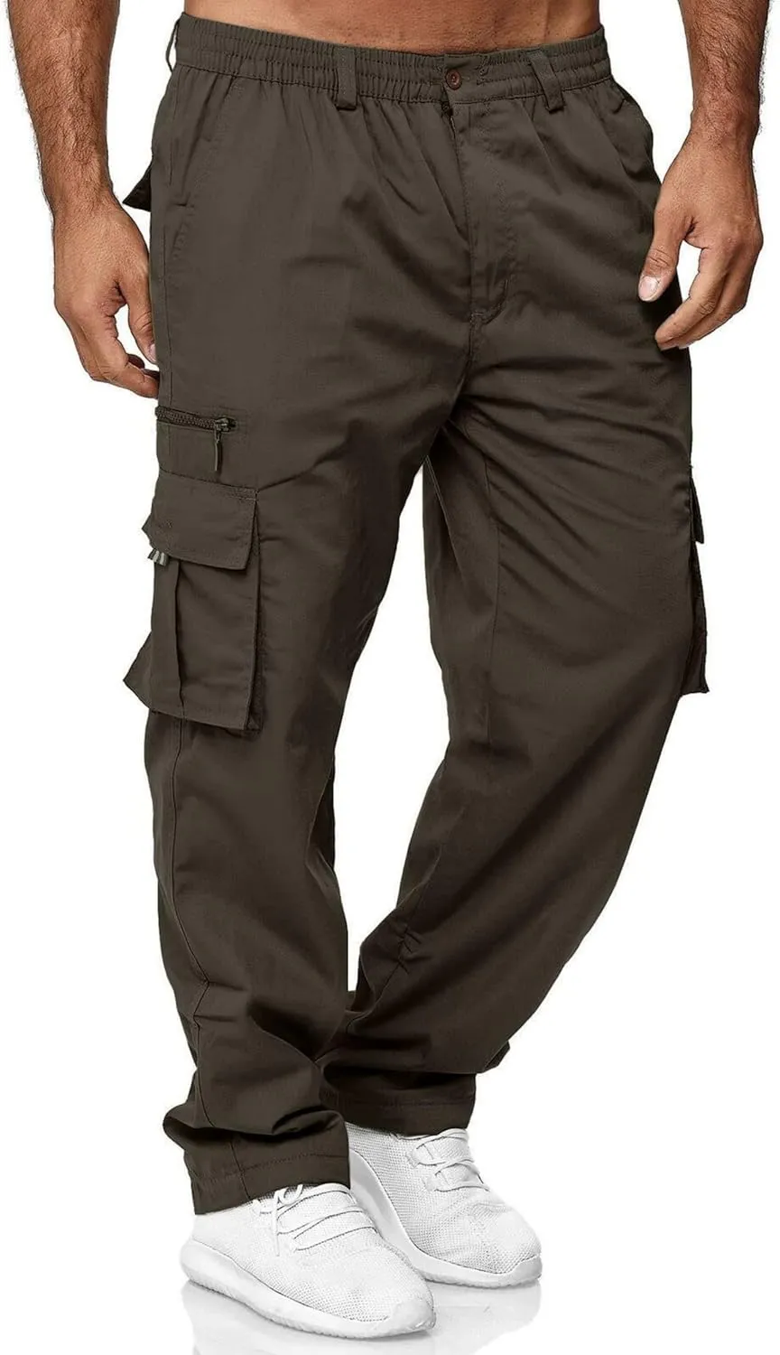 Julidostore Stretchmotions - Super Stretch Ice-Silk Comfort Cargo Pants Mens 6 Pockets Tactical Joggers Outdoor Trousers
