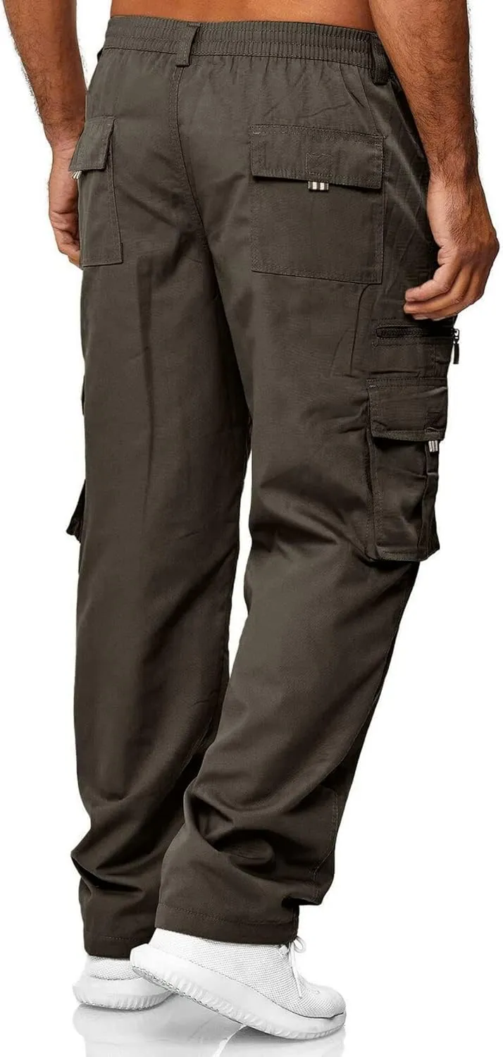 Julidostore Stretchmotions - Super Stretch Ice-Silk Comfort Cargo Pants Mens 6 Pockets Tactical Joggers Outdoor Trousers