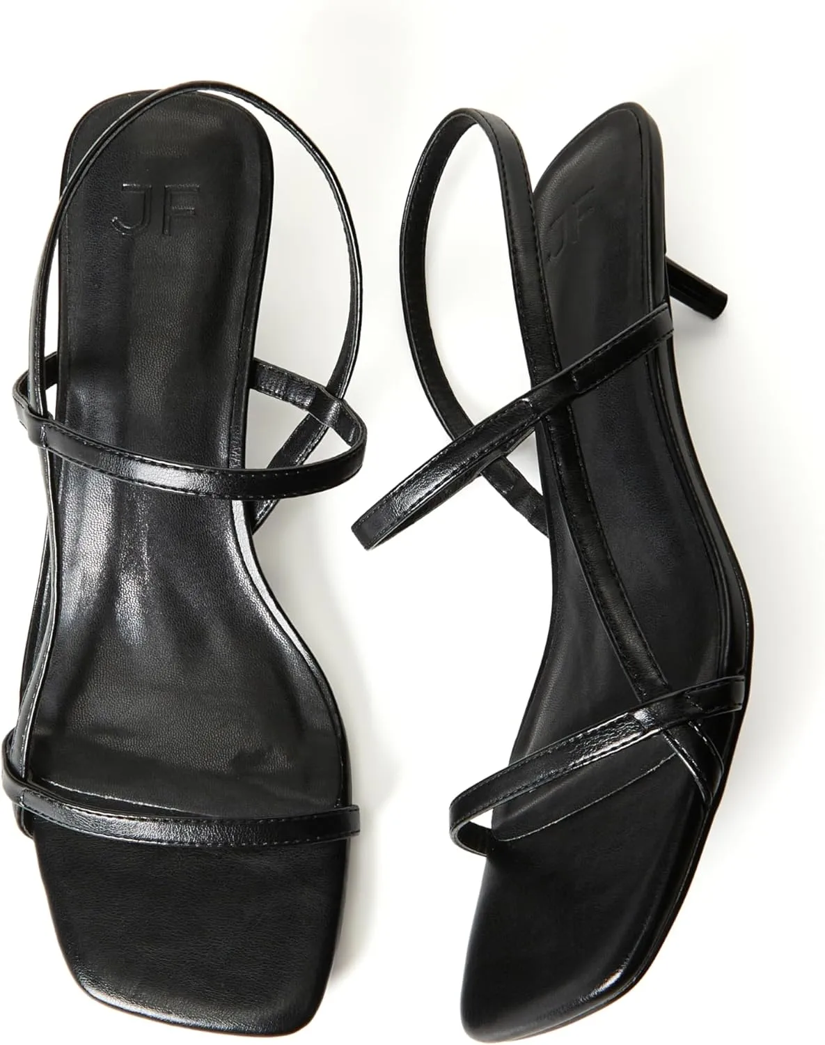 JustFab Kitten Heels for Womens Square Open Toe Slip on Heels Strappy Sandals Comfort Dress Party Shoes - NICOLE