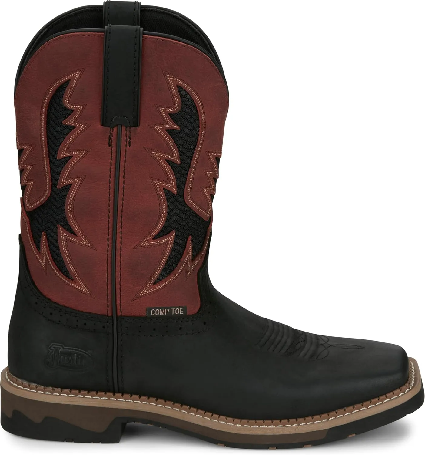 Justin Work Bolt 11" Composite Toe Men's Industrial-and-Construction-Boots, EH Rated, Oil & Slip Resistant, ASTM F2413, Cement Construction