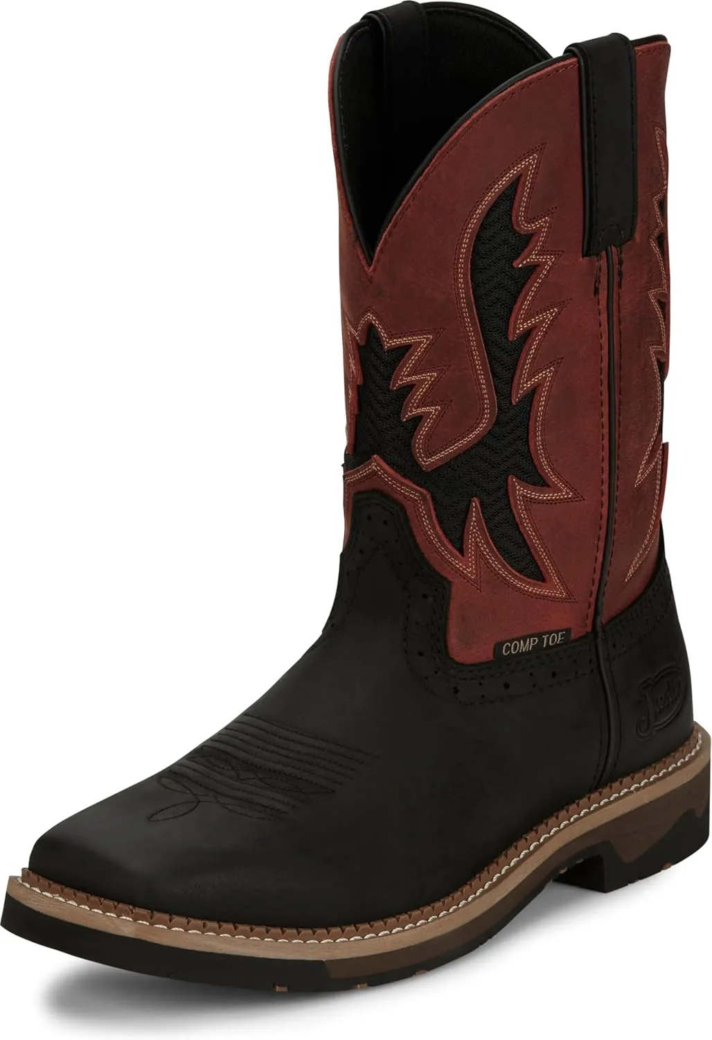 Justin Work Bolt 11" Composite Toe Men's Industrial-and-Construction-Boots, EH Rated, Oil & Slip Resistant, ASTM F2413, Cement Construction