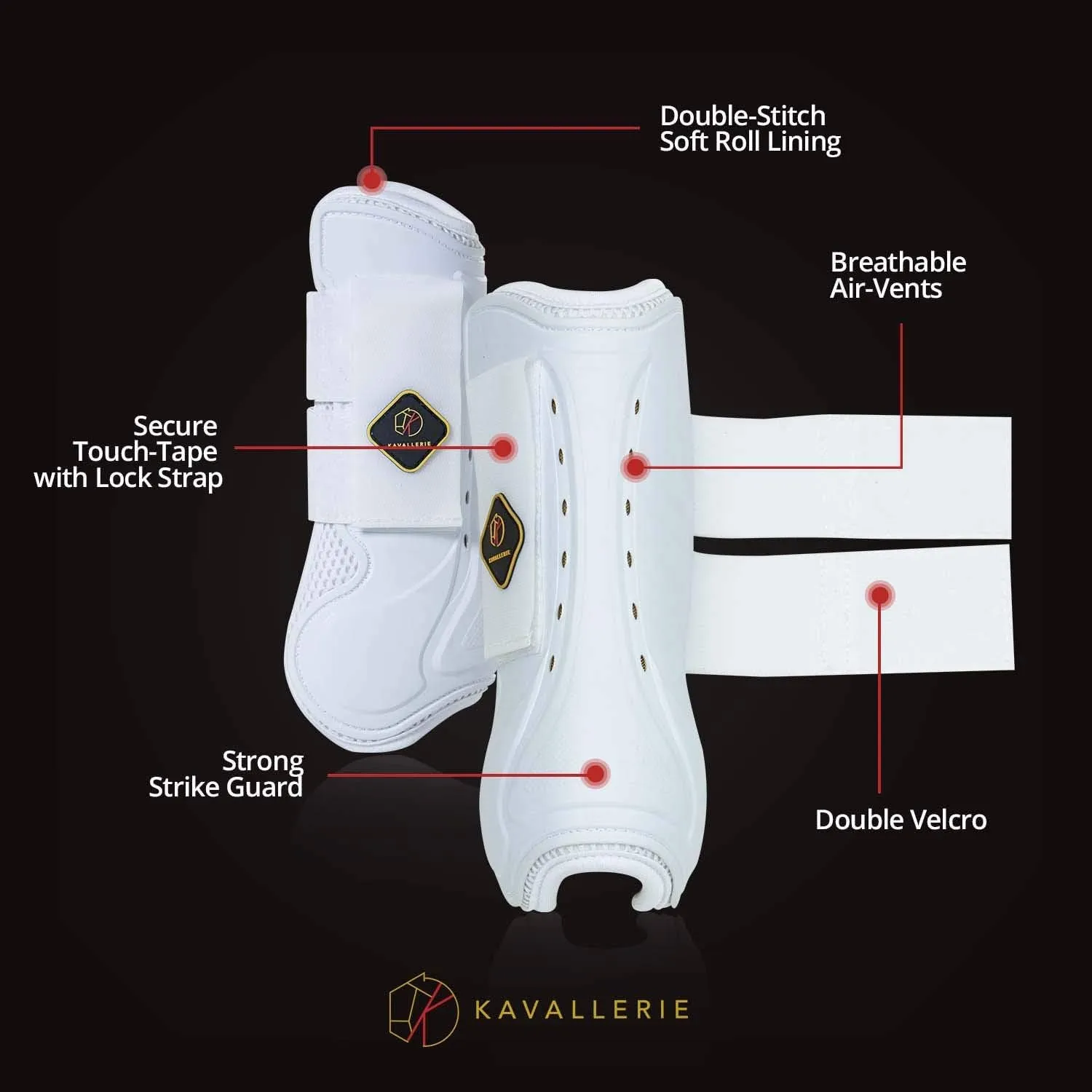Kavallerie Classic Tendon Boots, Impact-Absorbing Material, Breathable & Evenly Distribute Pressure, Protect Tendon and Ligaments, Anti-Slip, Anti- Sore and Moisture Repellant Show Jumping Boots