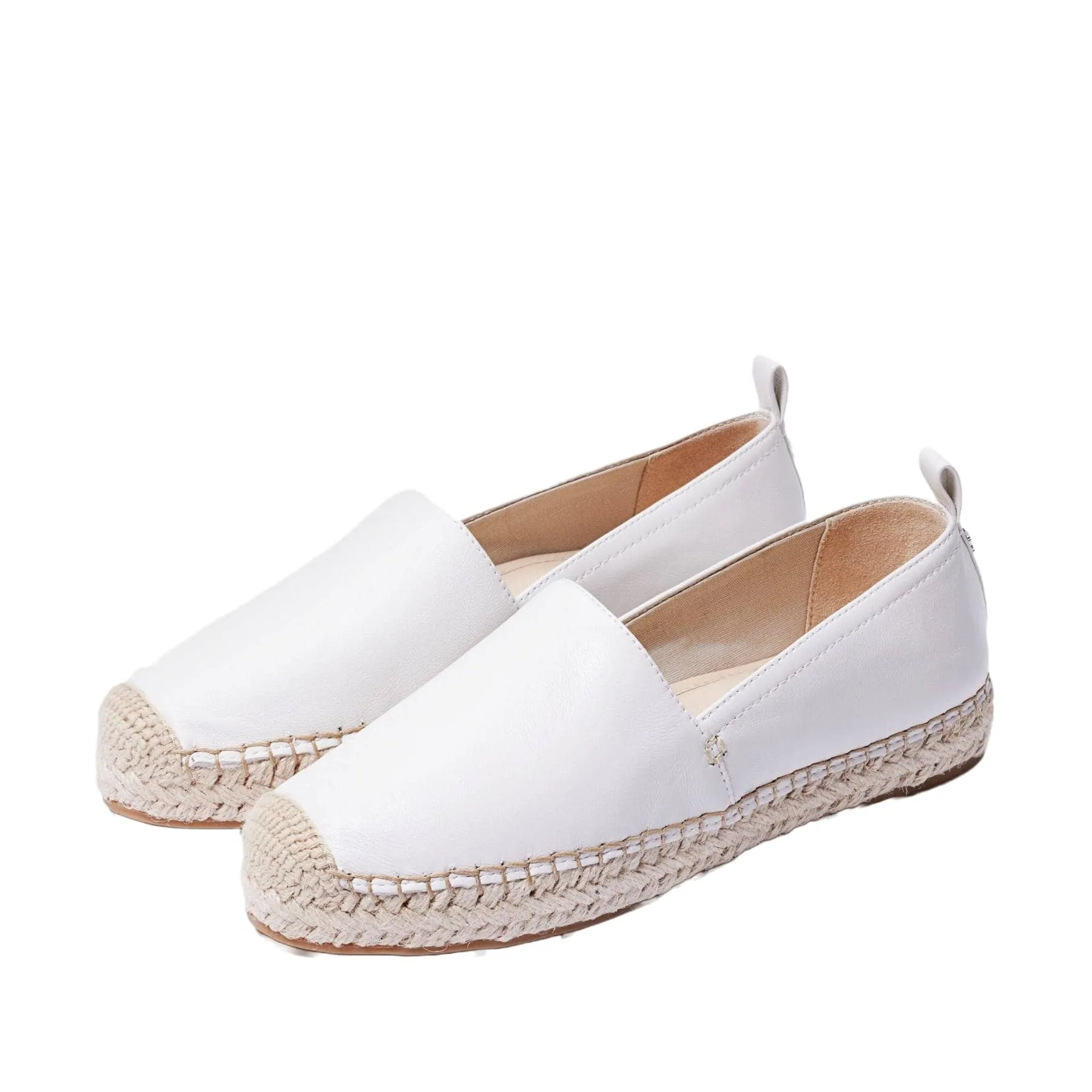 Kenley Slip Classic Espadrilles Edelman Sam Cost-efficient Leather Toe Flats Rounded On White Low-cost opportunity