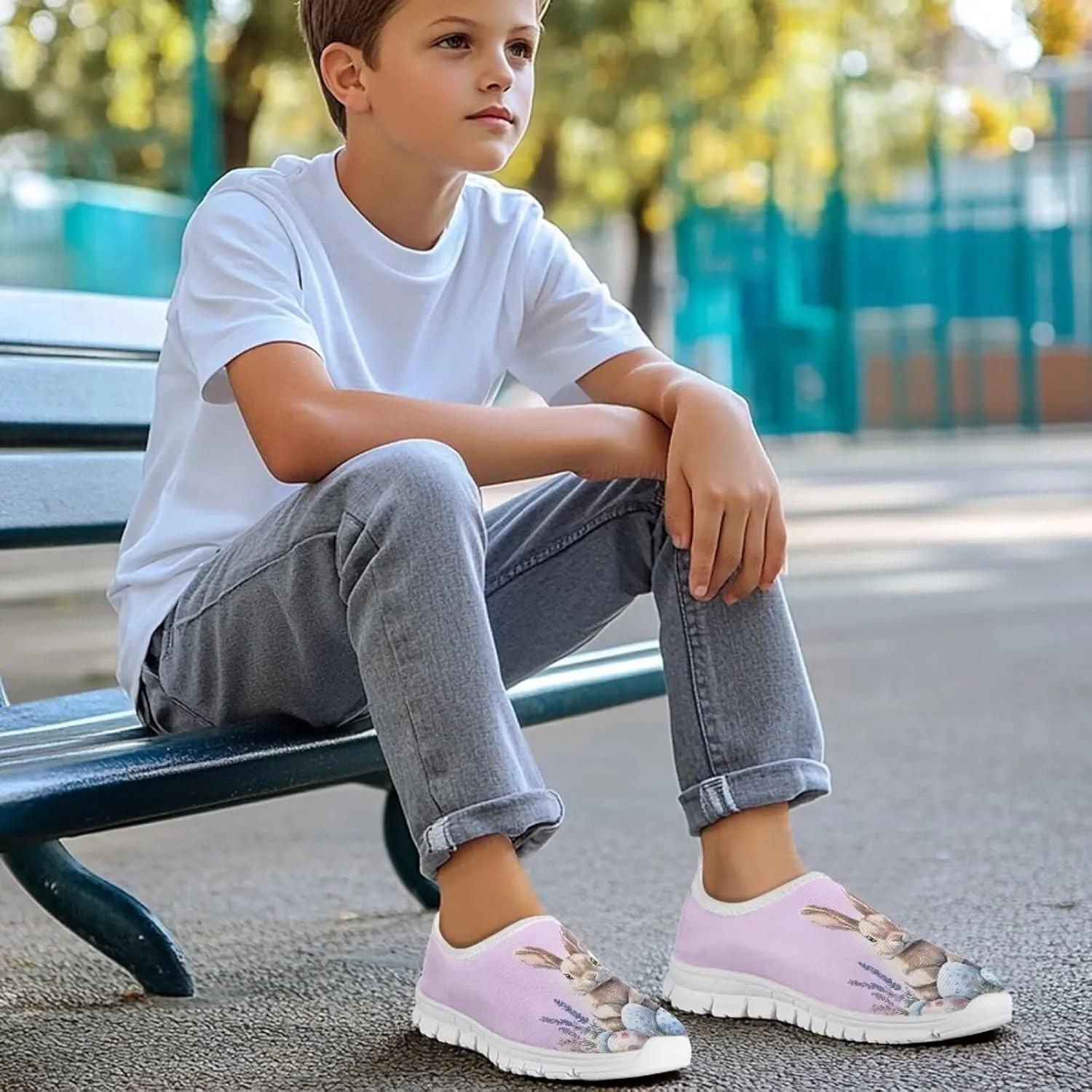 Kids Breathable Sneakers Cartoon Casual Walking Shoes for Boys Girls Lightweight Soft Outdoor Loafers for Athletic US 11-15 White Sole