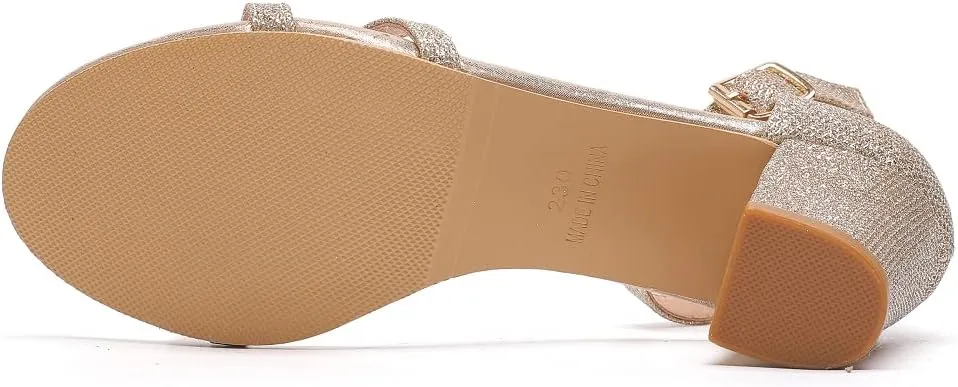 kkdom Women Fashion Open Toe Ankle Strap Chunky Heels Sexy Sandals Comfort Women Dressy Summer Shoe for Party Dating Daily Work