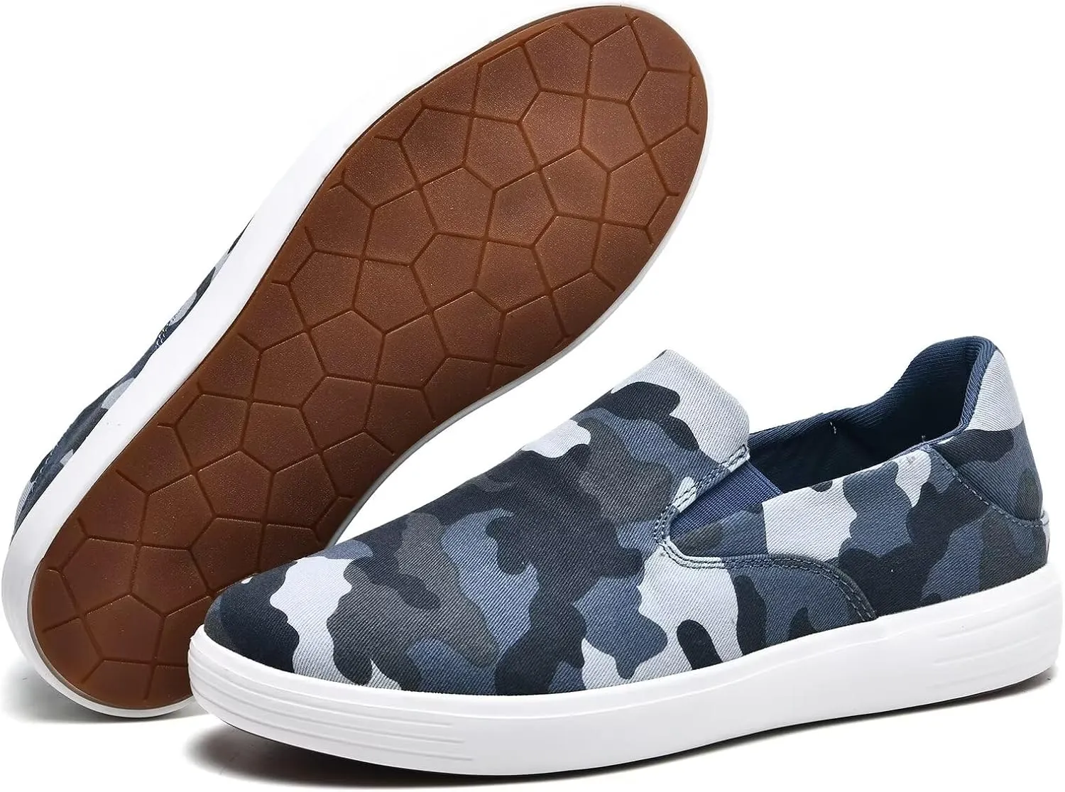 konhill Slip on Sneaker for Men- Casual Knit Boat Loafers Walking Shoes Driving Work Memory Skate Foam Shoes