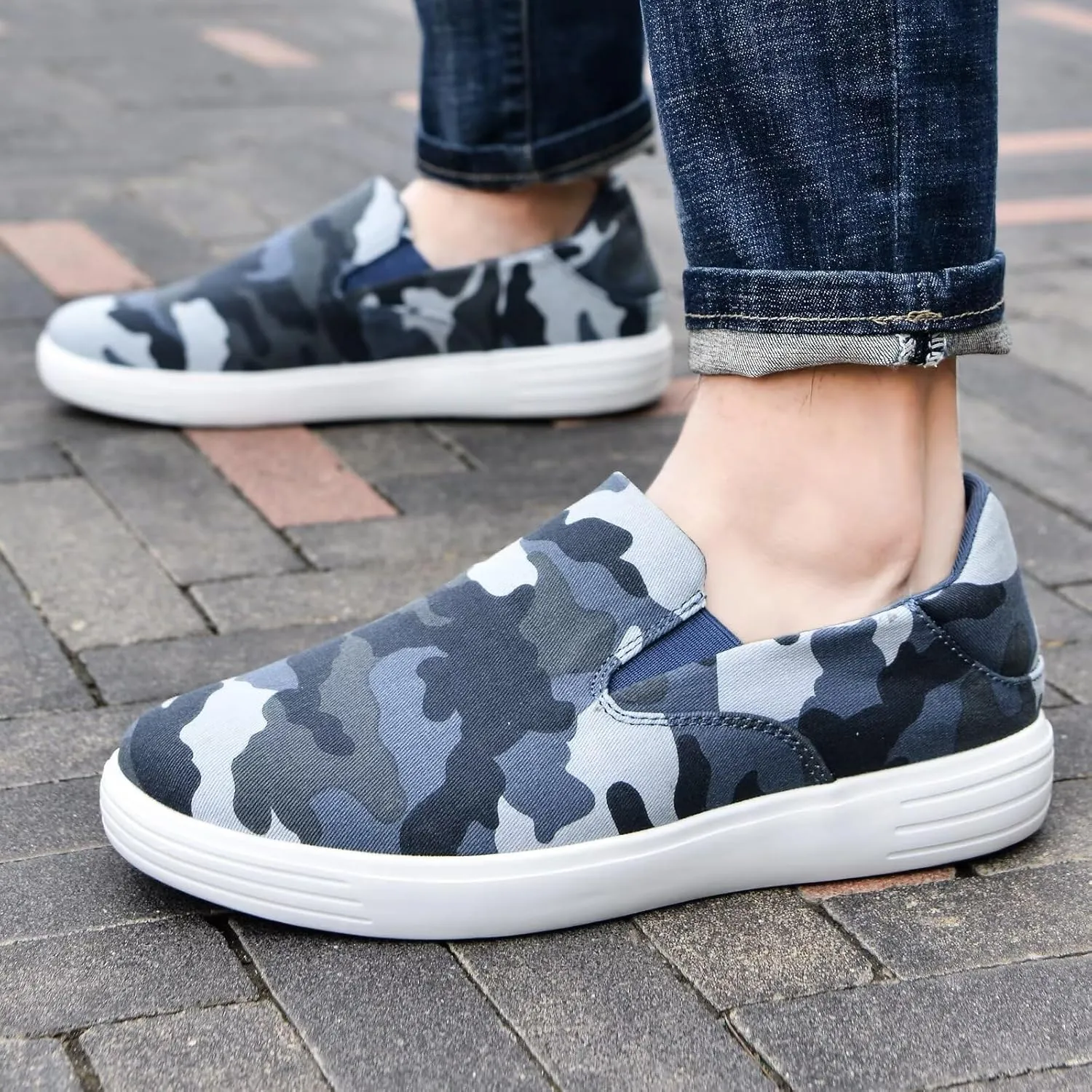 konhill Slip on Sneaker for Men- Casual Knit Boat Loafers Walking Shoes Driving Work Memory Skate Foam Shoes
