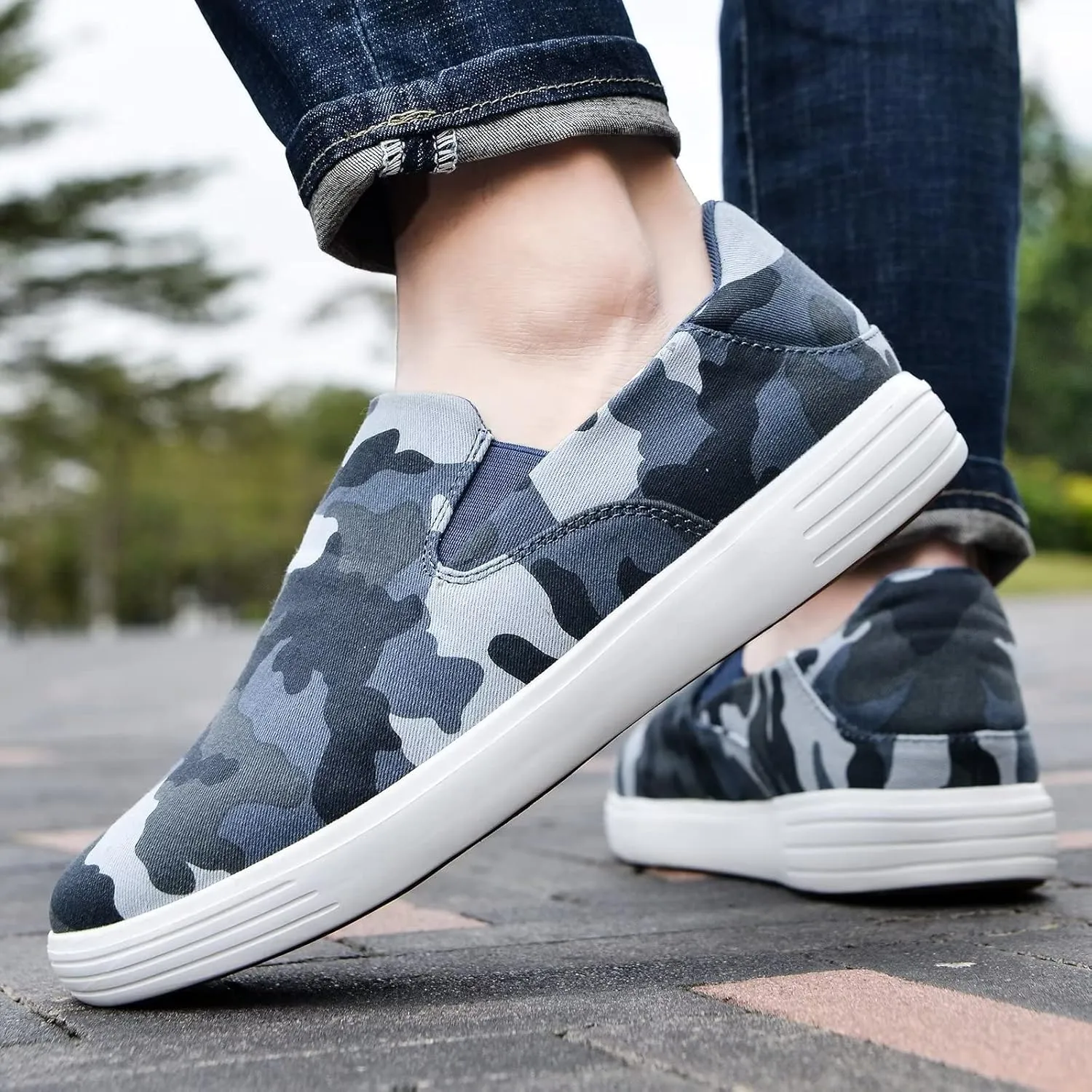 konhill Slip on Sneaker for Men- Casual Knit Boat Loafers Walking Shoes Driving Work Memory Skate Foam Shoes
