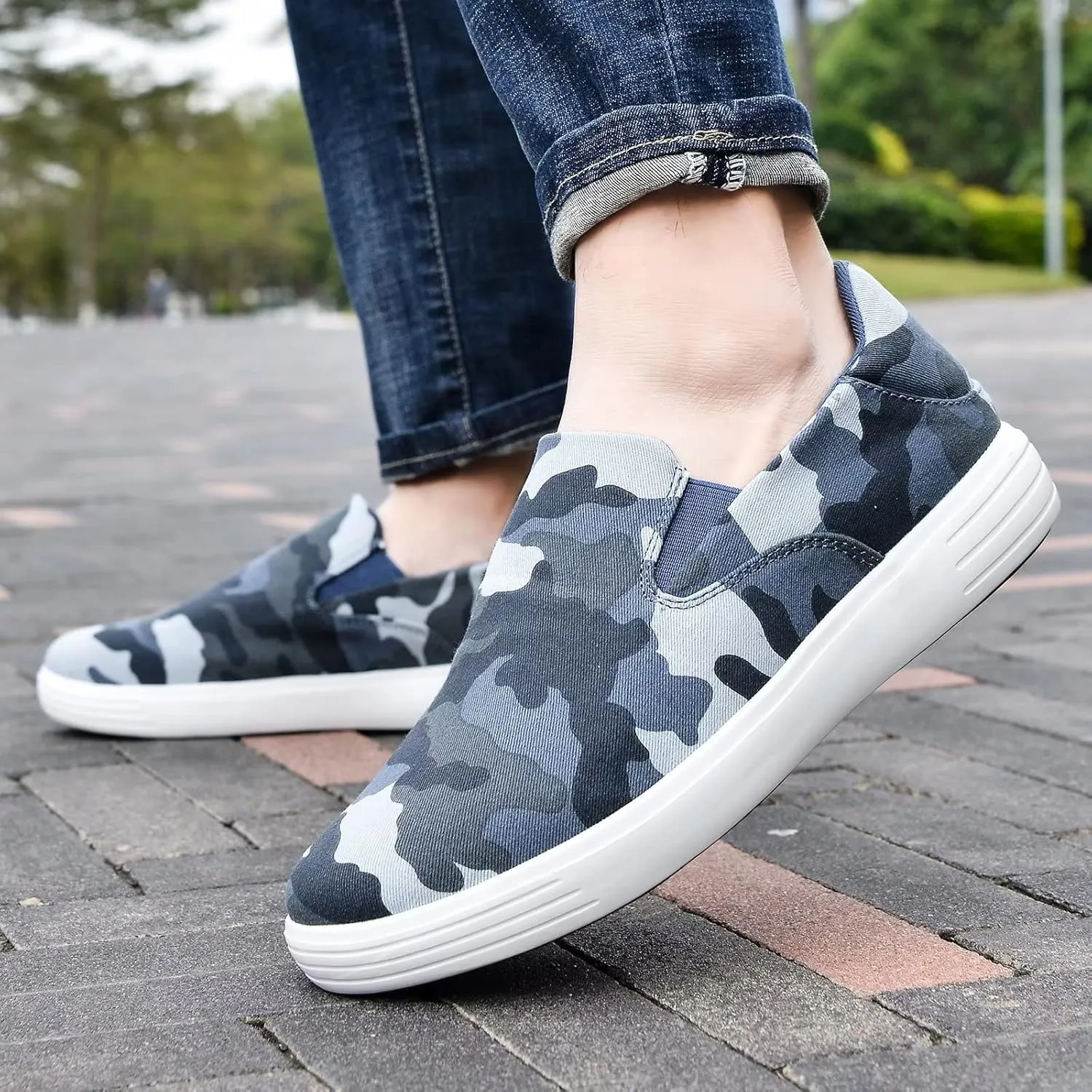 konhill Slip on Sneaker for Men- Casual Knit Boat Loafers Walking Shoes Driving Work Memory Skate Foam Shoes