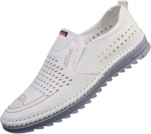 Large Size Men's Summer Perforated Breathable Loafers with Soft Soles, Anti-Slip and wear-Resistant, Business Daily Outdoor