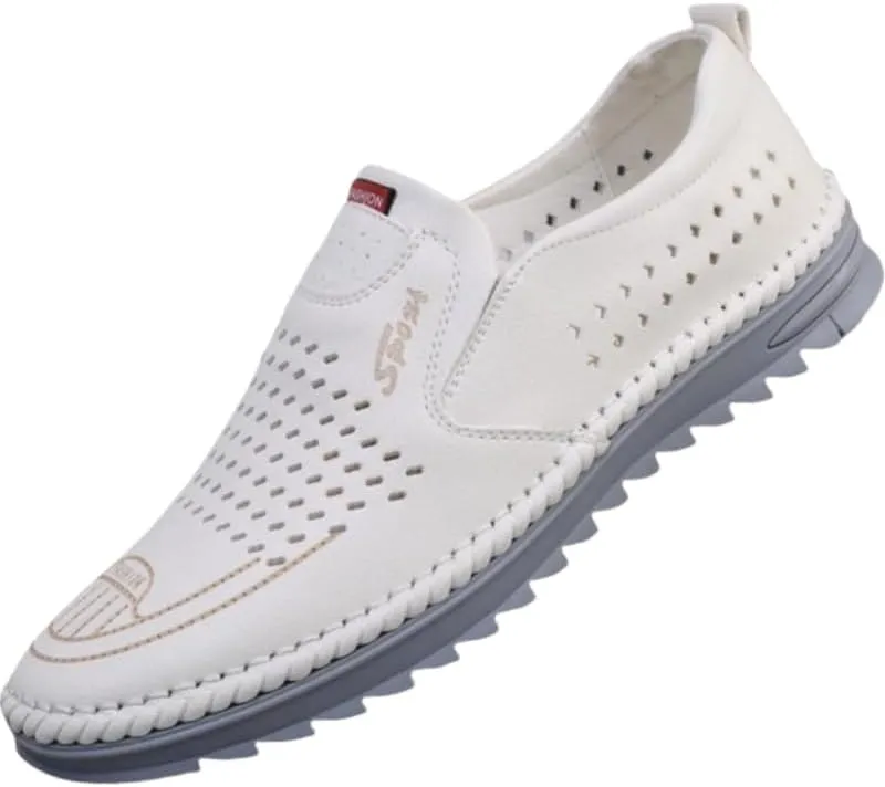 Large Size Men's Summer Perforated Breathable Loafers with Soft Soles, Anti-Slip and wear-Resistant, Business Daily Outdoor