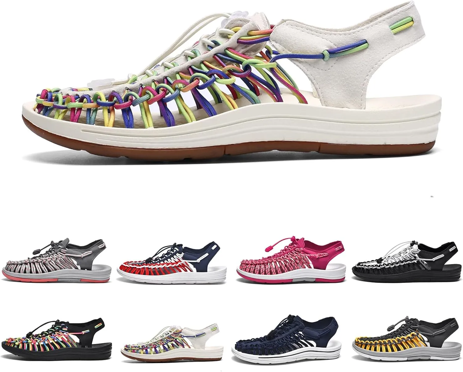 Large Size Unisex Rope Sport Sandals Men's Fisherman Shoes Women's Hand-Woven Shoes Comfortable Couple Lightweight Beach Sandals