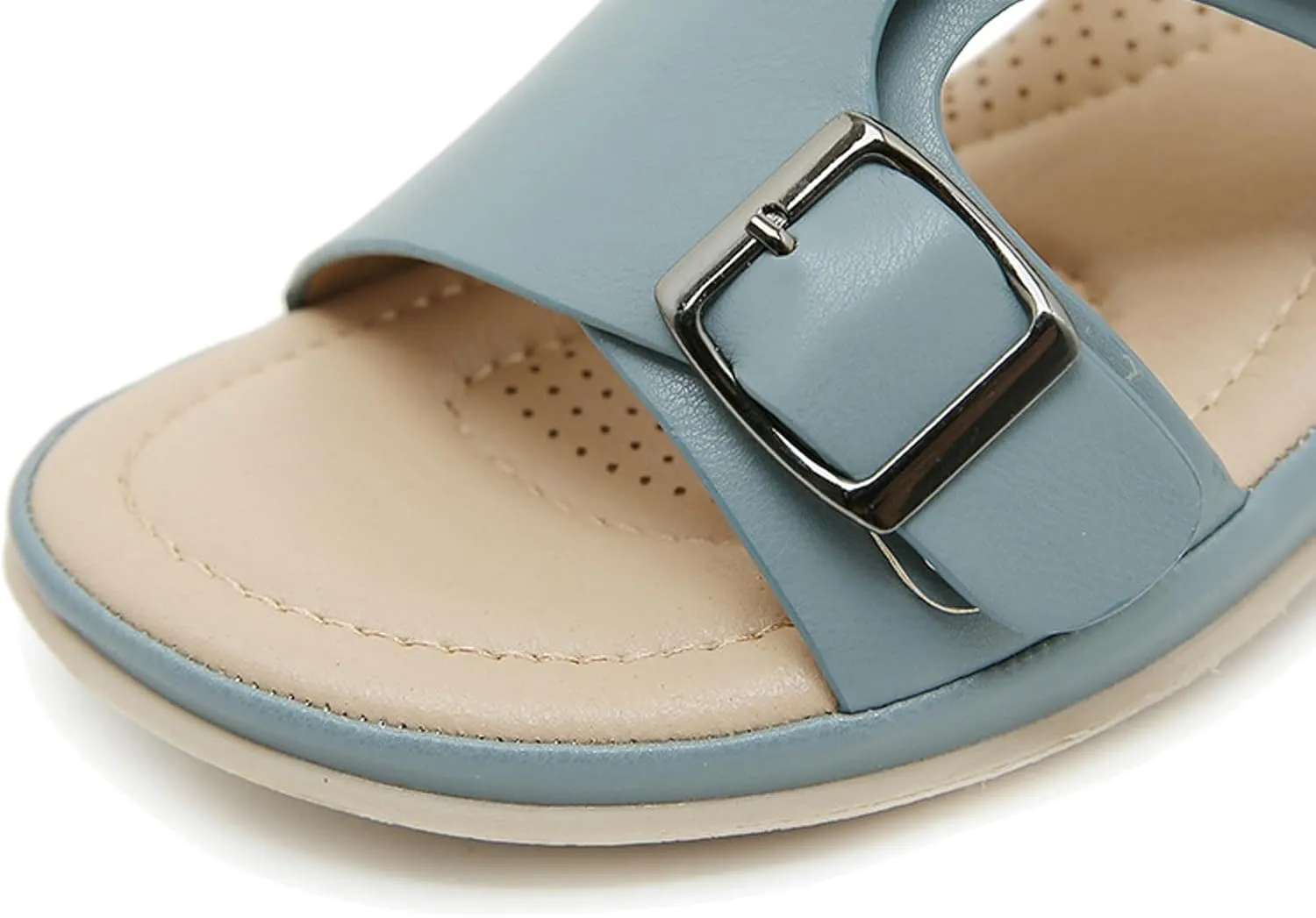 Leather Slides Sandals Women Dressy Summer Memory Foam Insole Comfortable Footwear Beach 2025 Elegant Indoor Outdoor Slippers