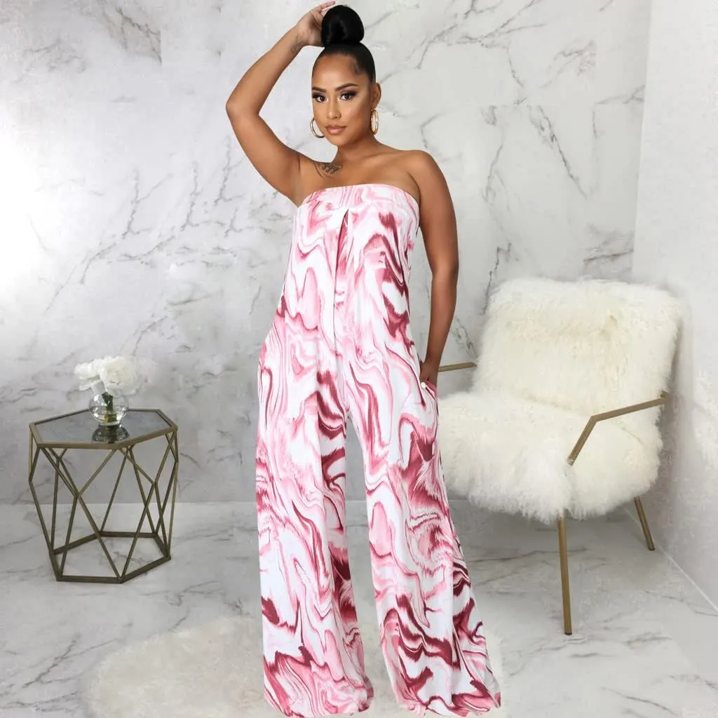 LightlyKiss Women's Casual Sleeveless Tight Jumpsuit Elegant And Fashionable Pleated Long Pants Rompers