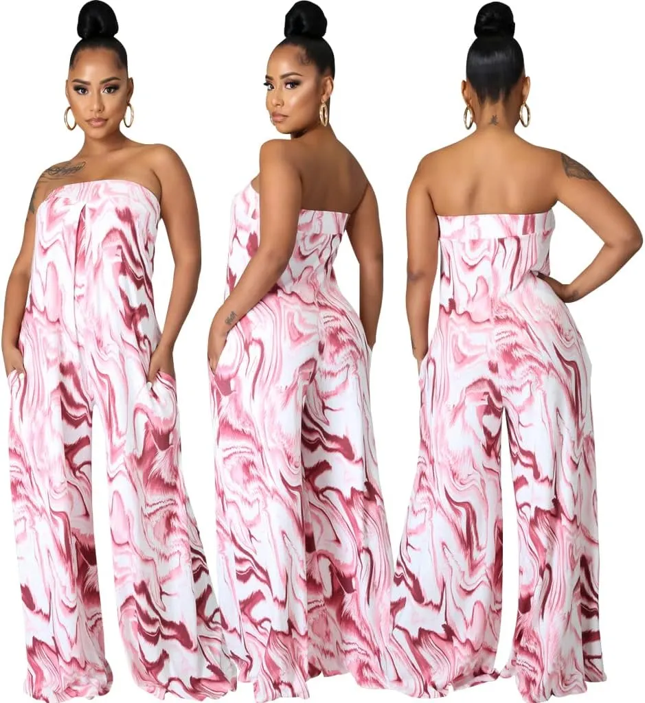 LightlyKiss Women's Casual Sleeveless Tight Jumpsuit Elegant And Fashionable Pleated Long Pants Rompers