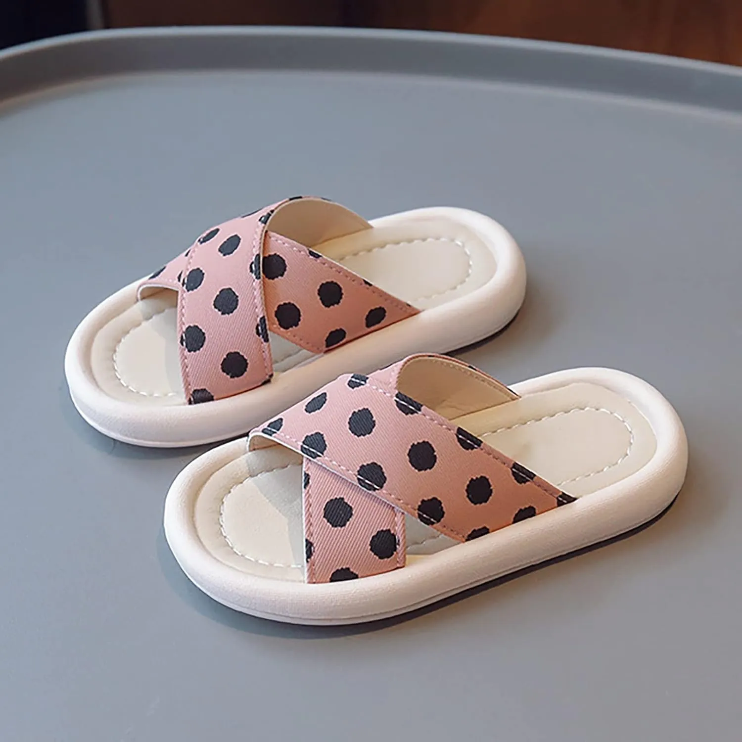 Little Girls Rubber Sandals Polka Dot Soft Casual Shoes Open Toe Outside Wear Slippers Big Girls Sandals