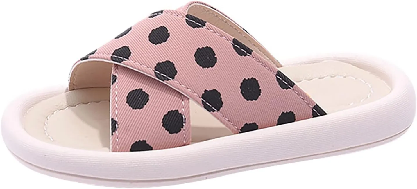 Little Girls Rubber Sandals Polka Dot Soft Casual Shoes Open Toe Outside Wear Slippers Big Girls Sandals