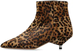 LOCERICH Womens Ankle Boots Suede Kitten Heel Low Heel Short Boots for Women Dressy Pointed Toe Leopard Boots