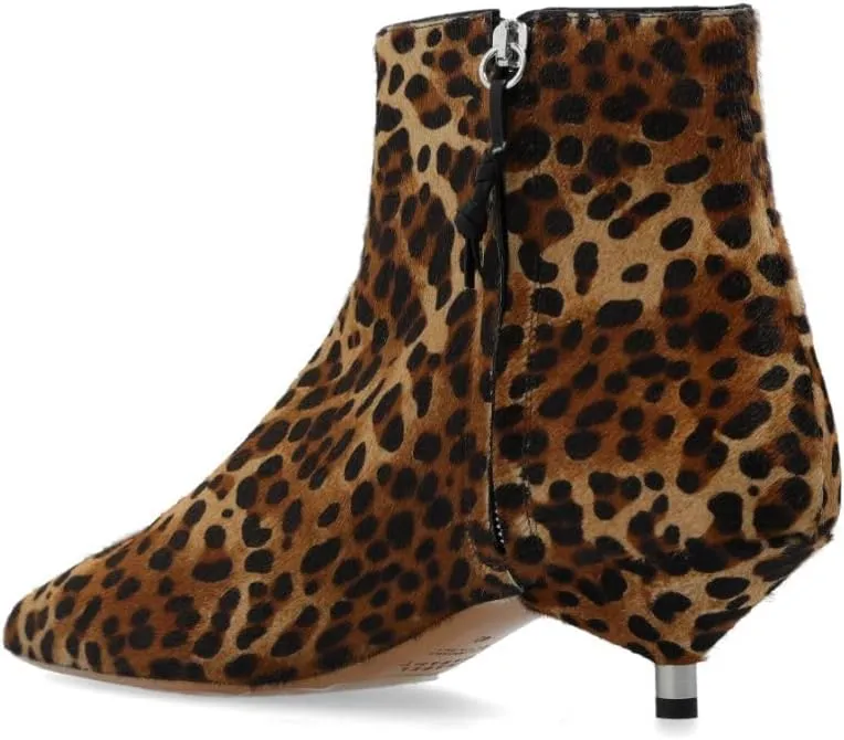 LOCERICH Womens Ankle Boots Suede Kitten Heel Low Heel Short Boots for Women Dressy Pointed Toe Leopard Boots