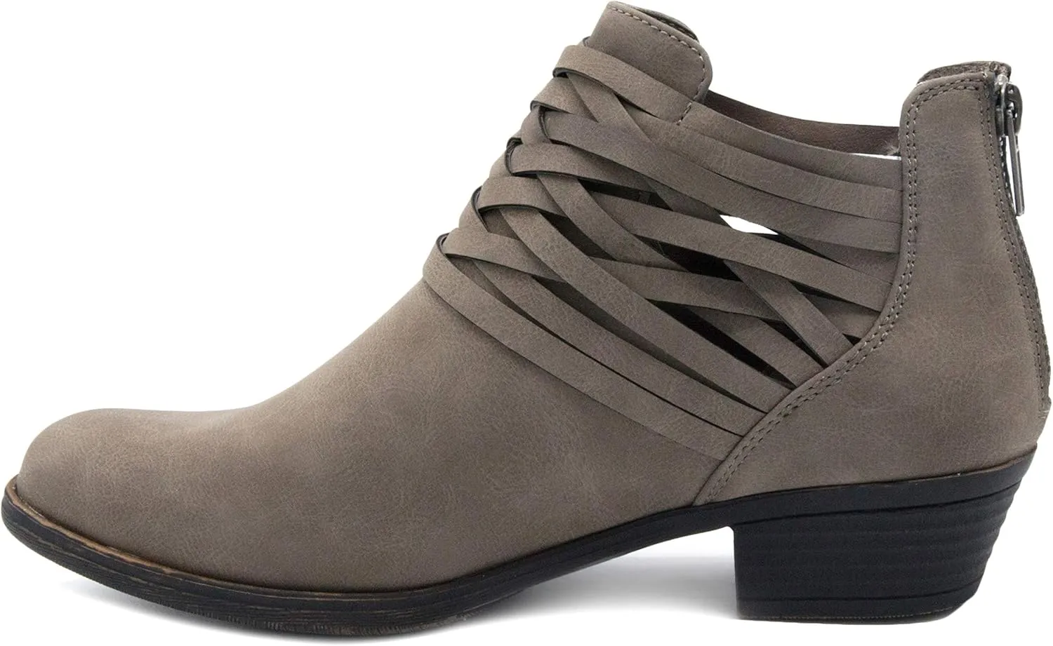 LONDON FOG Womens Mittle Dress Block Heel Ankle Boot, Ladies Back Zip Bootie with Criss Cross Wraparounds
