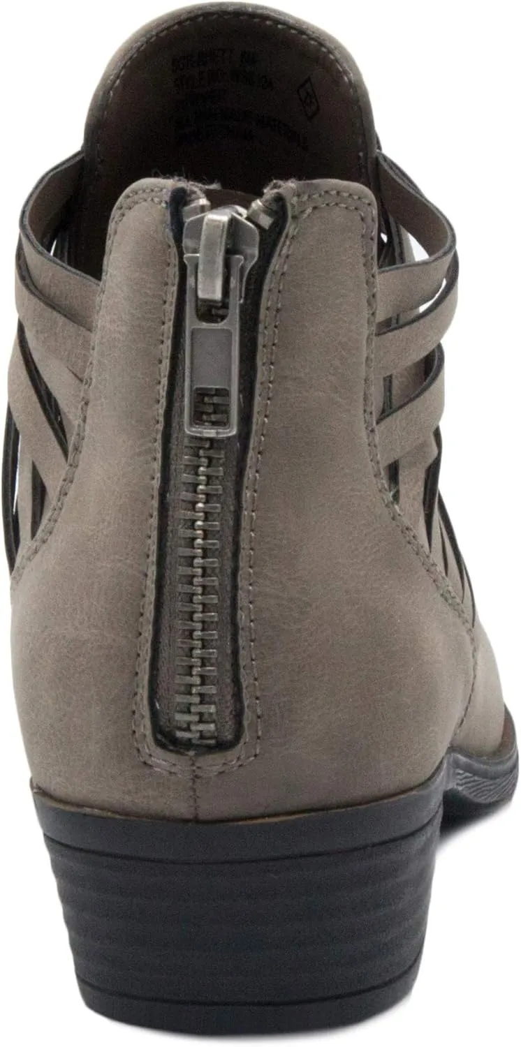 LONDON FOG Womens Mittle Dress Block Heel Ankle Boot, Ladies Back Zip Bootie with Criss Cross Wraparounds