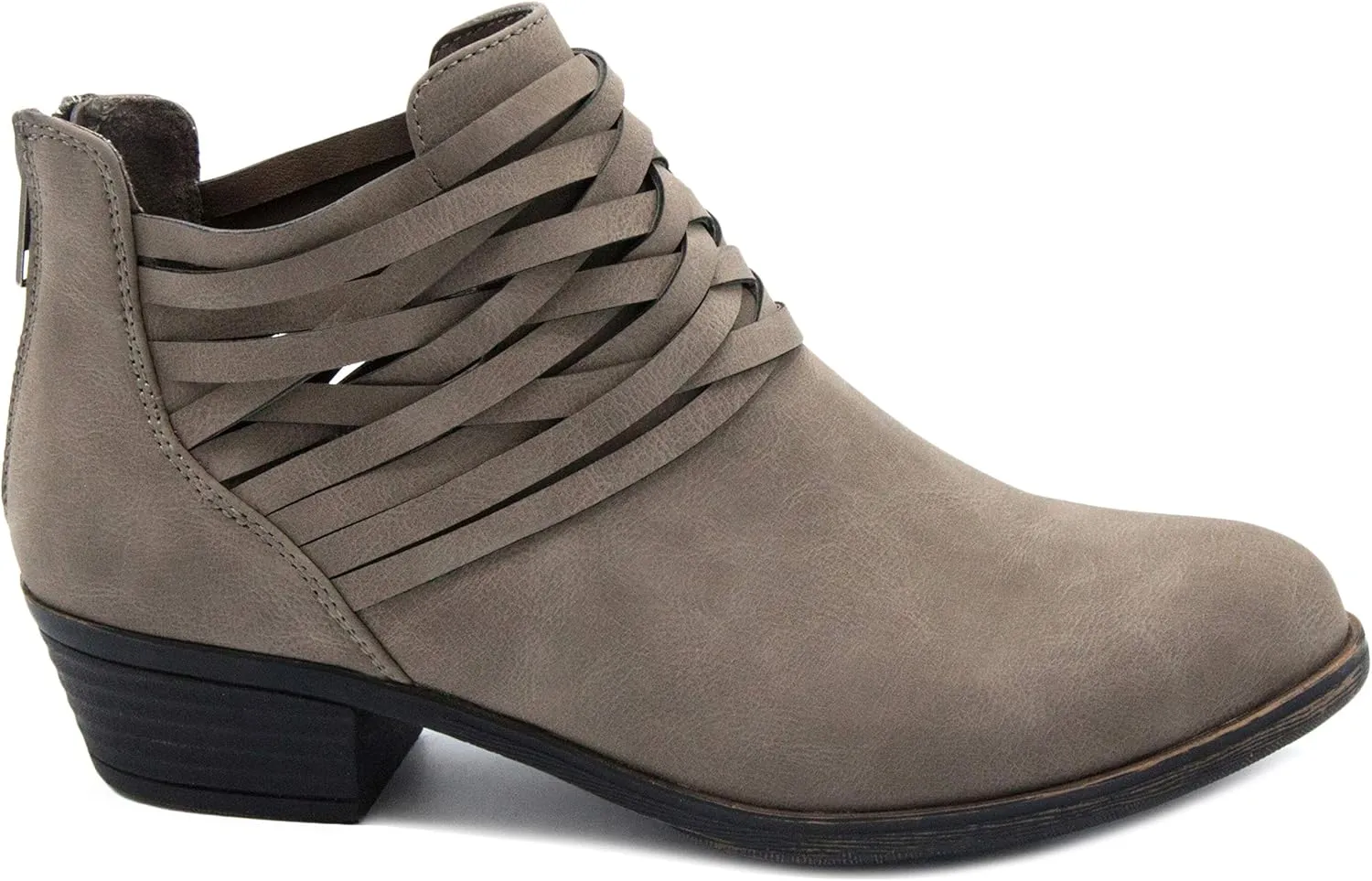 LONDON FOG Womens Mittle Dress Block Heel Ankle Boot, Ladies Back Zip Bootie with Criss Cross Wraparounds