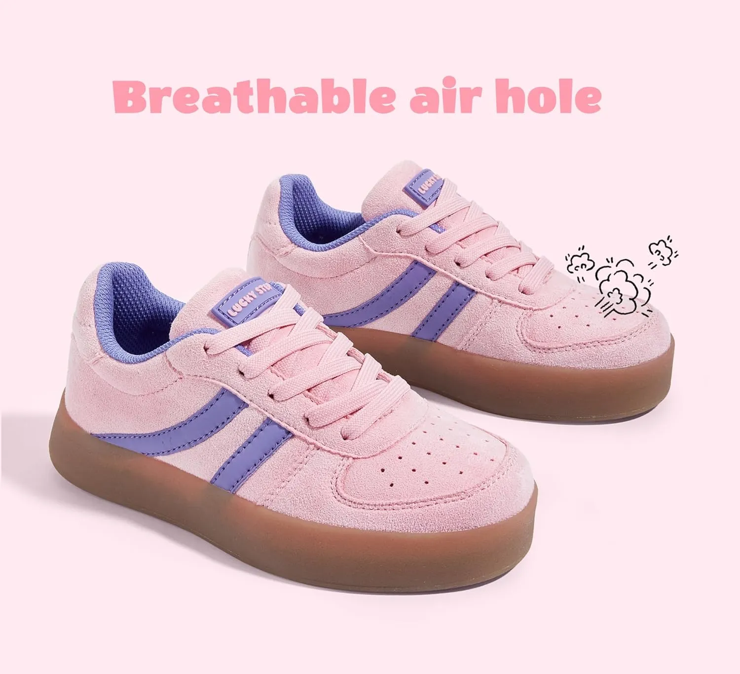LUCKY STEP Unisex-Child Kid's Sneakers Lace Up School Fashion Platform Breathable Tennis Athletic Running Walking Shoes for Boys Girls