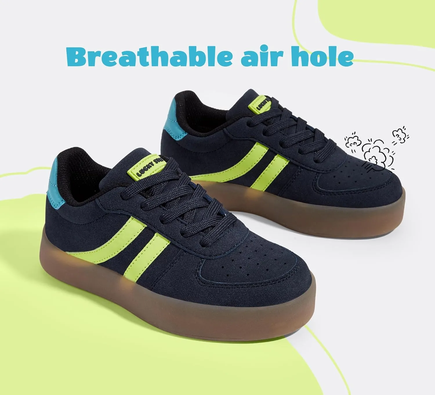 LUCKY STEP Unisex-Child Kid's Sneakers Lace Up School Fashion Platform Breathable Tennis Athletic Running Walking Shoes for Boys Girls