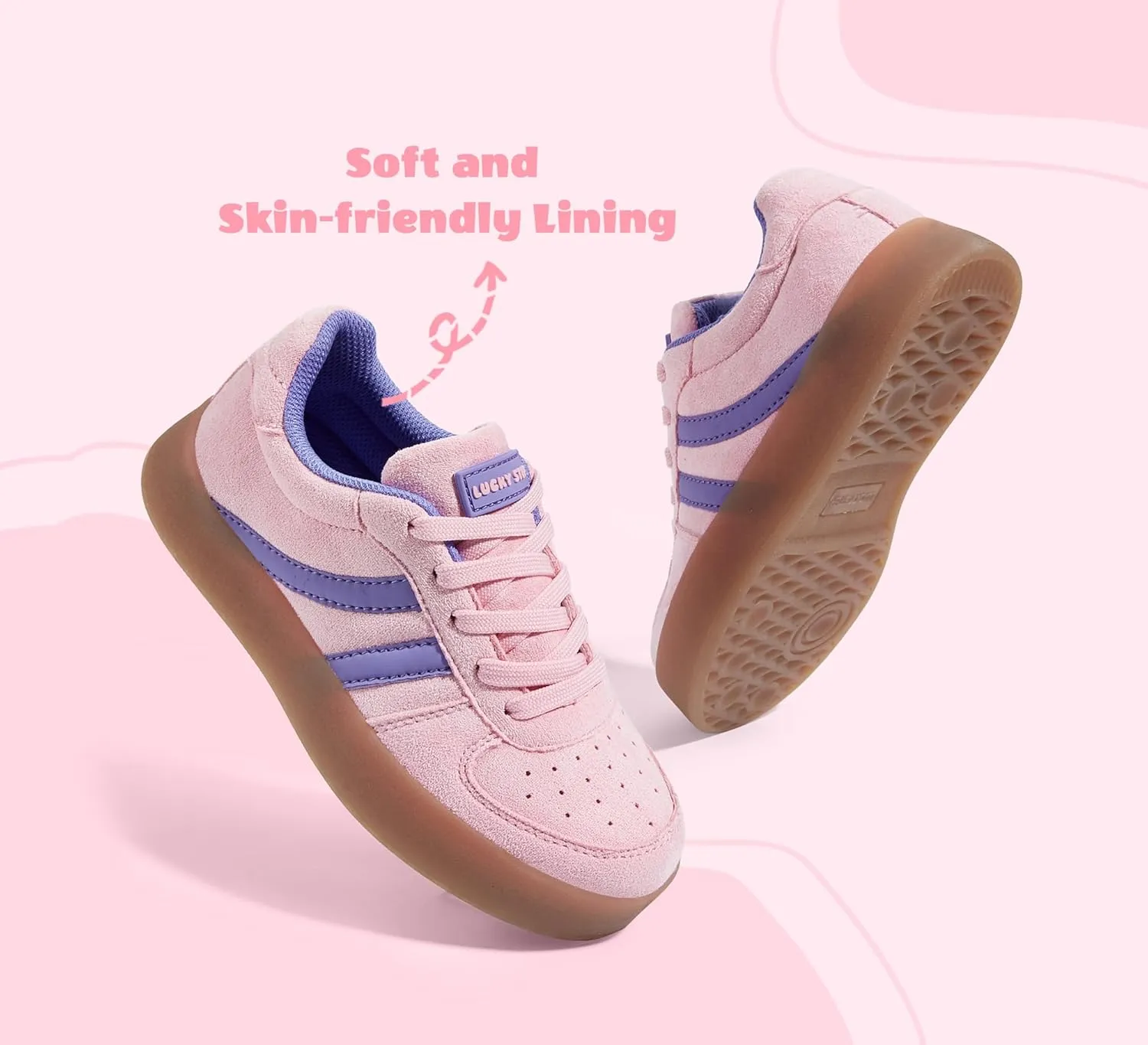 LUCKY STEP Unisex-Child Kid's Sneakers Lace Up School Fashion Platform Breathable Tennis Athletic Running Walking Shoes for Boys Girls