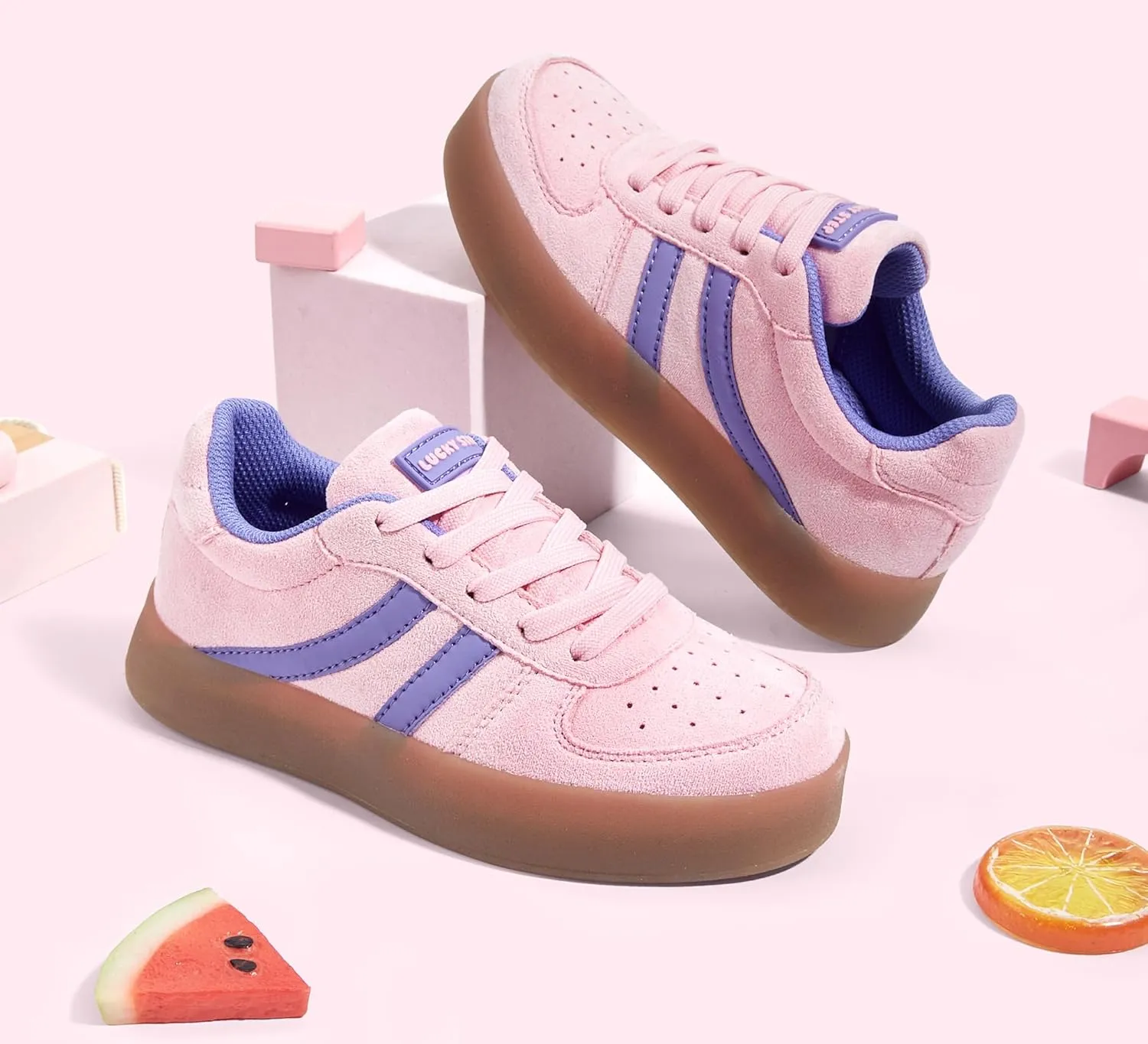 LUCKY STEP Unisex-Child Kid's Sneakers Lace Up School Fashion Platform Breathable Tennis Athletic Running Walking Shoes for Boys Girls