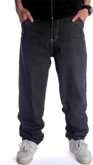 LUOBANIU Men's Baggy Jeans Loose Fit 90s Vintage Embroidered Denim Fashion Hip-hop Dance Skater Skateboard Pants