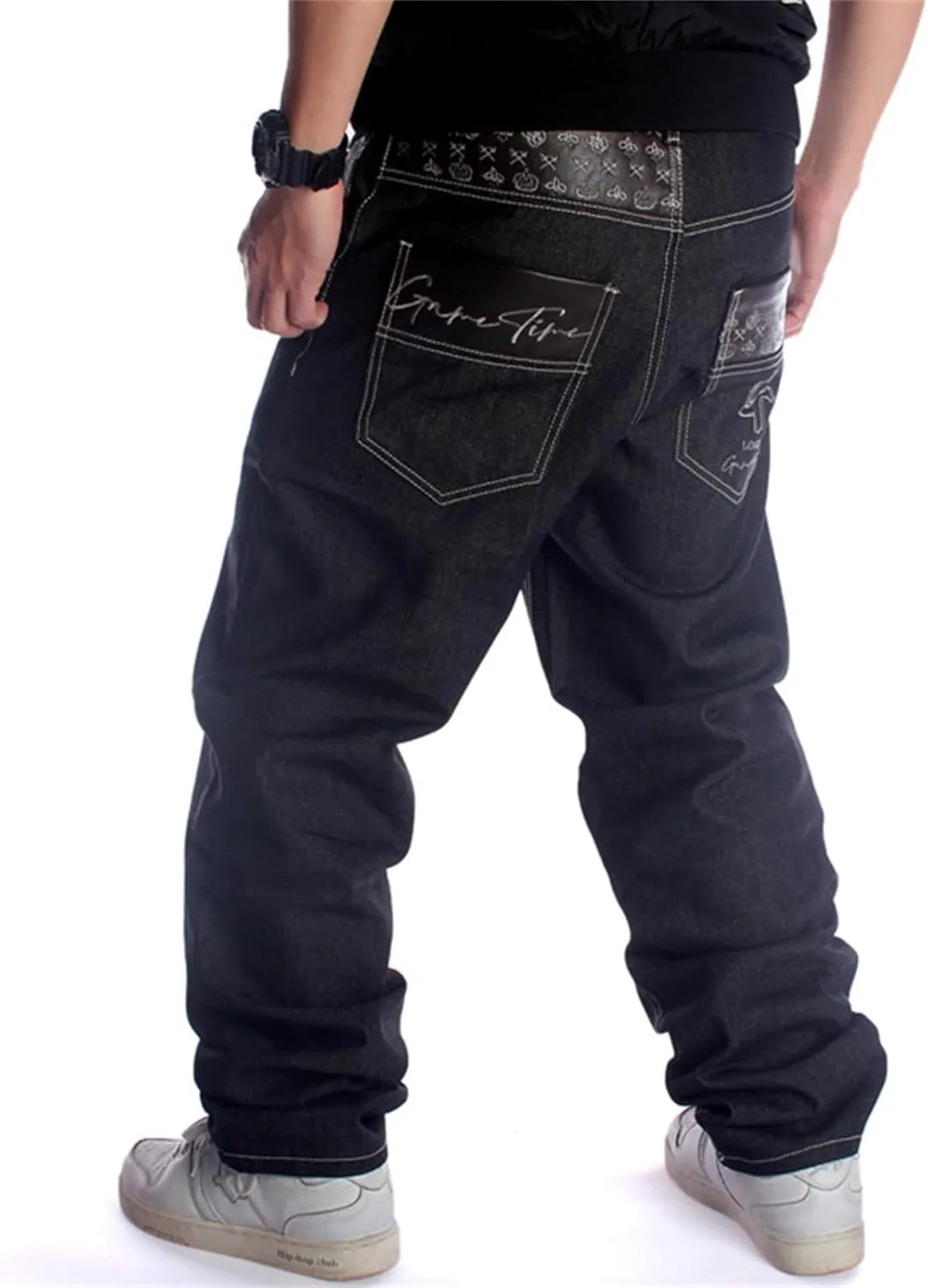 LUOBANIU Men's Baggy Jeans Loose Fit 90s Vintage Embroidered Denim Fashion Hip-hop Dance Skater Skateboard Pants