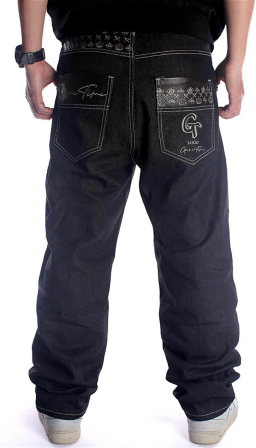 LUOBANIU Men's Baggy Jeans Loose Fit 90s Vintage Embroidered Denim Fashion Hip-hop Dance Skater Skateboard Pants