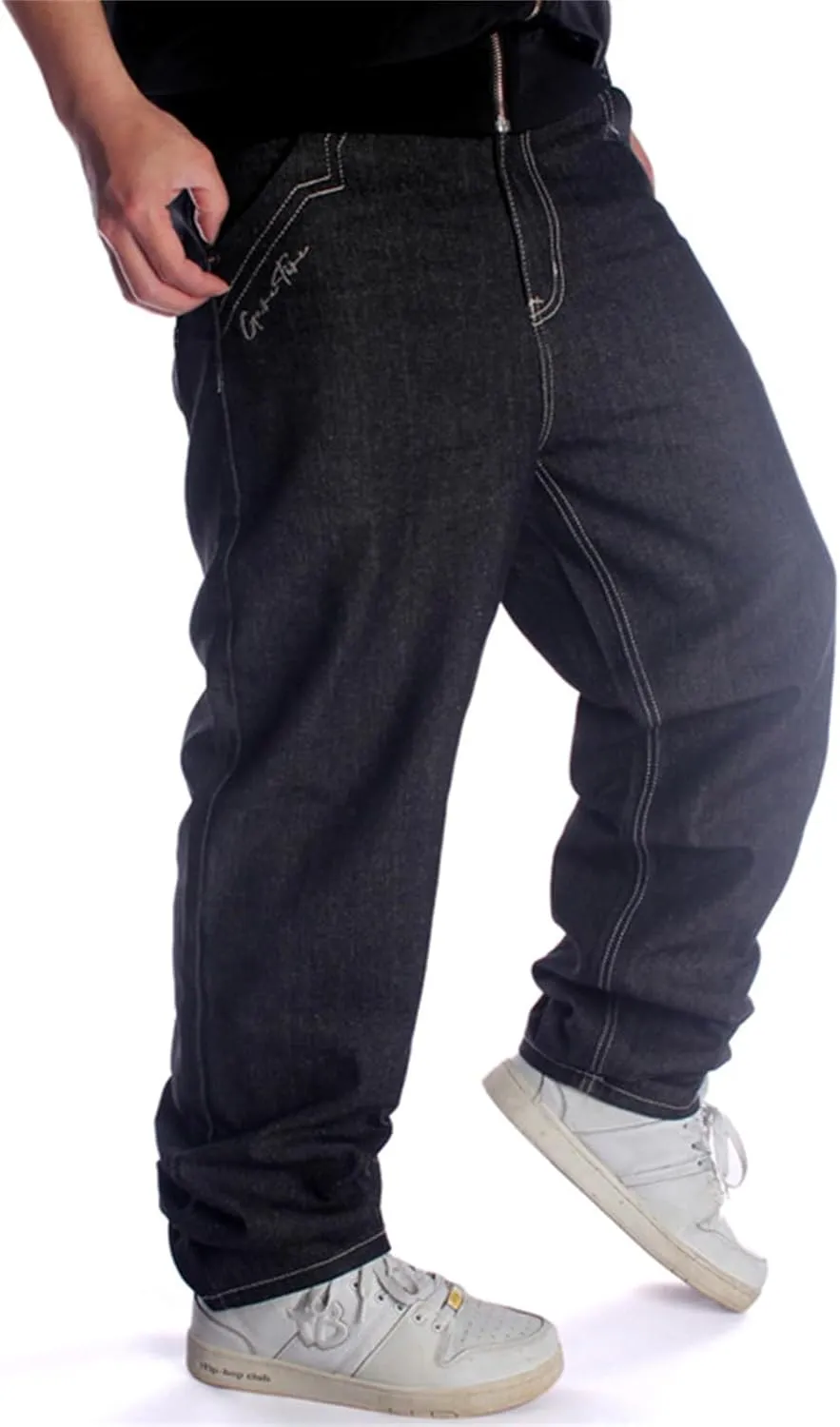 LUOBANIU Men's Baggy Jeans Loose Fit 90s Vintage Embroidered Denim Fashion Hip-hop Dance Skater Skateboard Pants