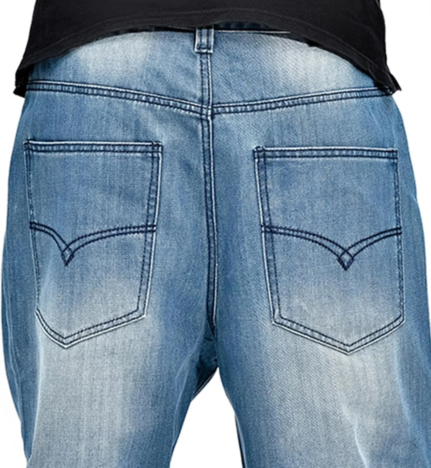 LUOBANIU Men's Fashion Baggy Jeans Straight Leg Denim Loose Fit Vintage Hip Hop Style Dance Skateboard Pants