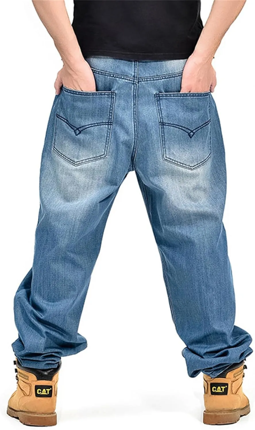LUOBANIU Men's Fashion Baggy Jeans Straight Leg Denim Loose Fit Vintage Hip Hop Style Dance Skateboard Pants