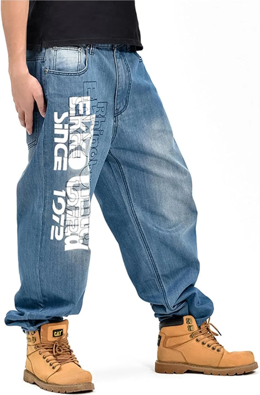 LUOBANIU Men's Fashion Baggy Jeans Straight Leg Denim Loose Fit Vintage Hip Hop Style Dance Skateboard Pants