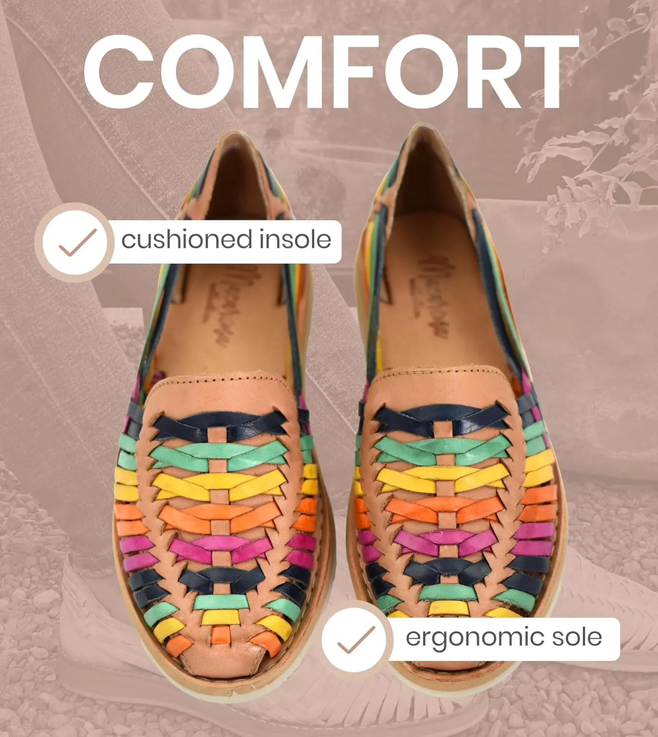 Macarena Collection Womens Shoes Leather Sandal Flat for Women | Huarache Handmade Mexican Sandals | Comfortable & Stylish Womens Sandals 3050