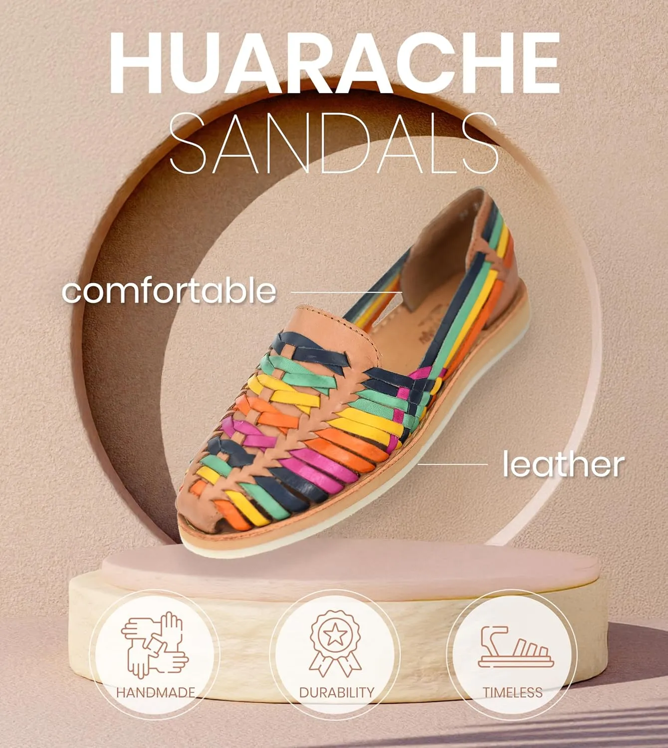 Macarena Collection Womens Shoes Leather Sandal Flat for Women | Huarache Handmade Mexican Sandals | Comfortable & Stylish Womens Sandals 3050