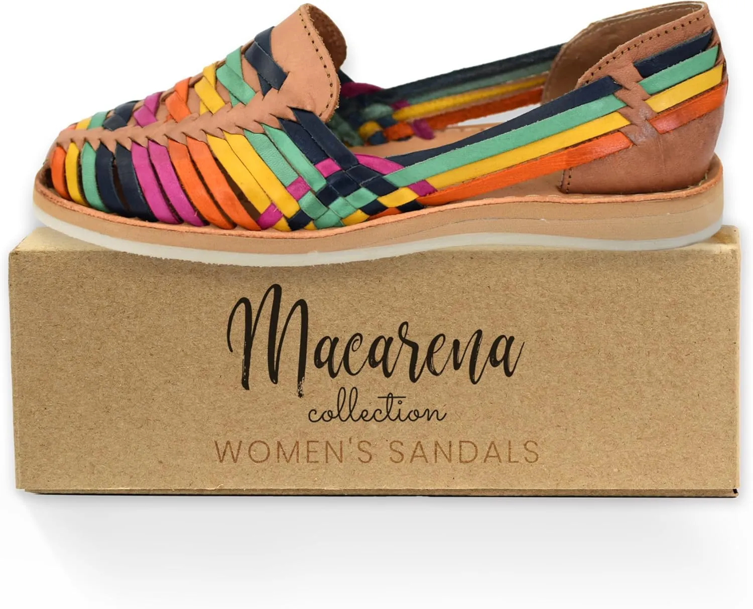 Macarena Collection Womens Shoes Leather Sandal Flat for Women | Huarache Handmade Mexican Sandals | Comfortable & Stylish Womens Sandals 3050