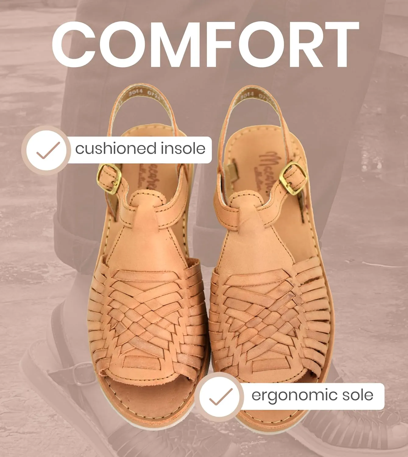 Macarena Collection Womens Shoes Leather Sandals for Women | Huarache Handmade Mexican Sandals Women | Comfortable & Stylish Womens Sandals 3044