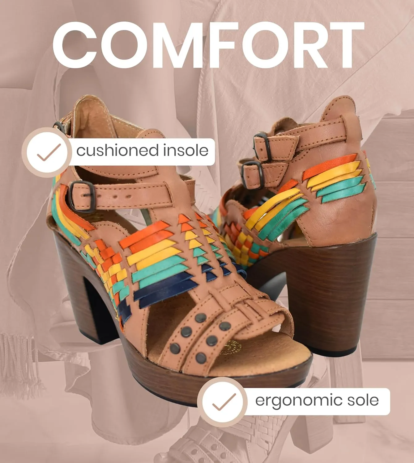 Macarena Collection Womens Shoes Leather Sandals for Women Huarache | Handmade Mexican Sandals Women | Comfortable & Stylish Womens Sandals 353