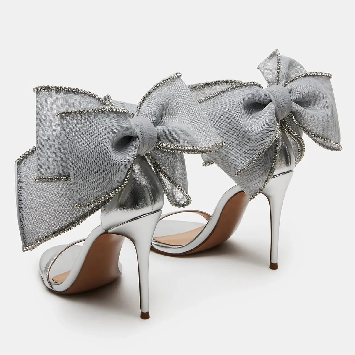 Maiyang Women Elegant Back Mesh Bow Thin High Heel Sandals Open Toe Ankle Strap Stilettos Bridal Wedding Prom Shoes Size 4-16 US