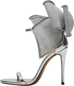 Maiyang Women Elegant Back Mesh Bow Thin High Heel Sandals Open Toe Ankle Strap Stilettos Bridal Wedding Prom Shoes Size 4-16 US