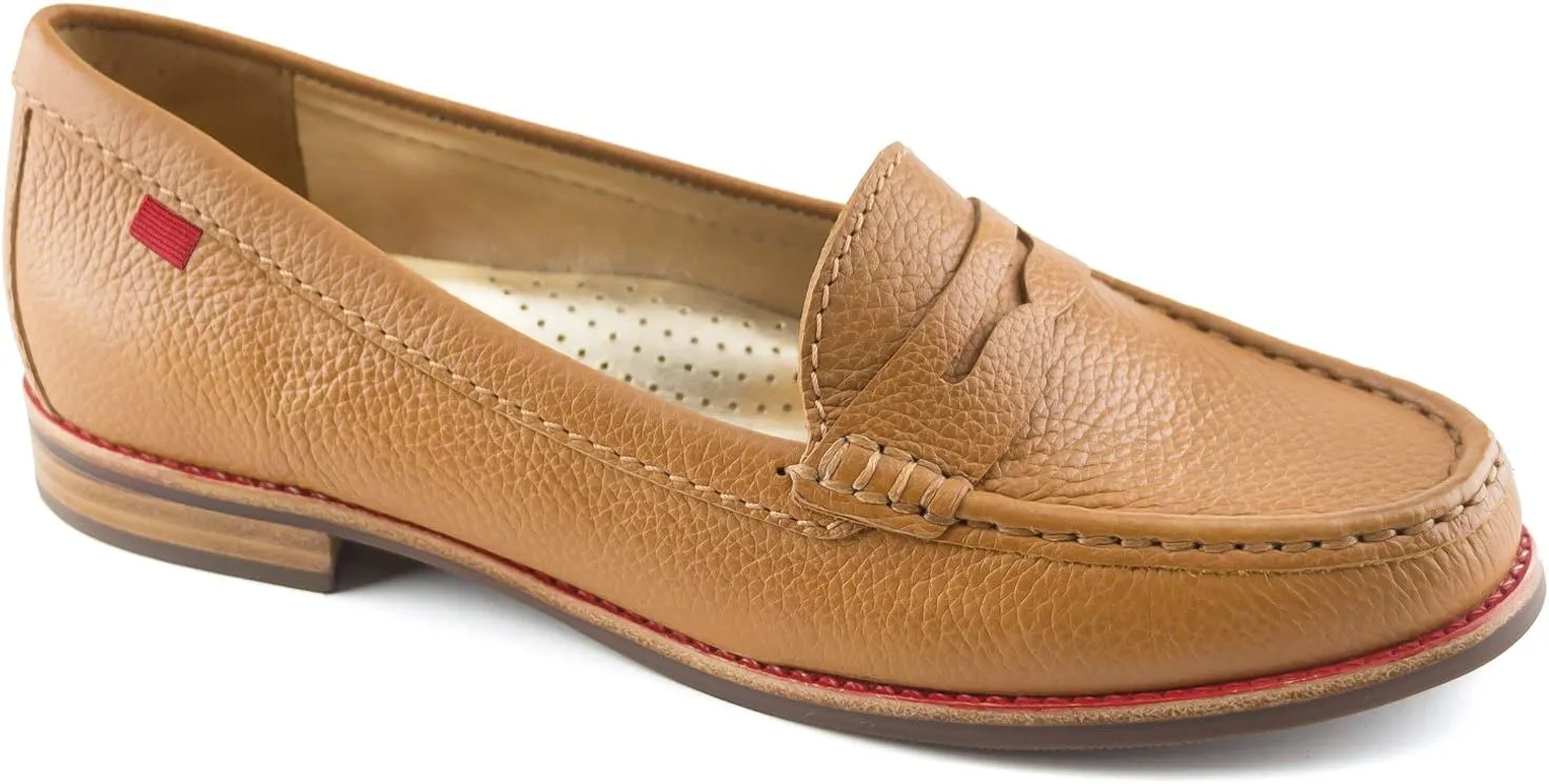 Marc Joseph New York East Village Shoes for Women – Calf Leather Upper – Gel Heel Insert – Rubber Outsole Tan Grainy 10.5 M