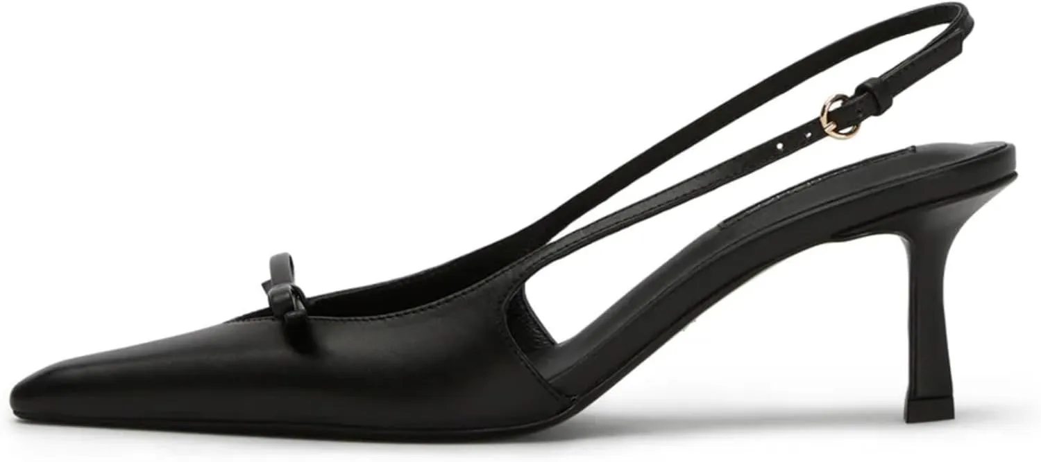MAVMAX Slingback Heels for Women Bow Pointed Close Toe Stilettos High Kitten Heels Pumps Dress Party Heeled Sandals