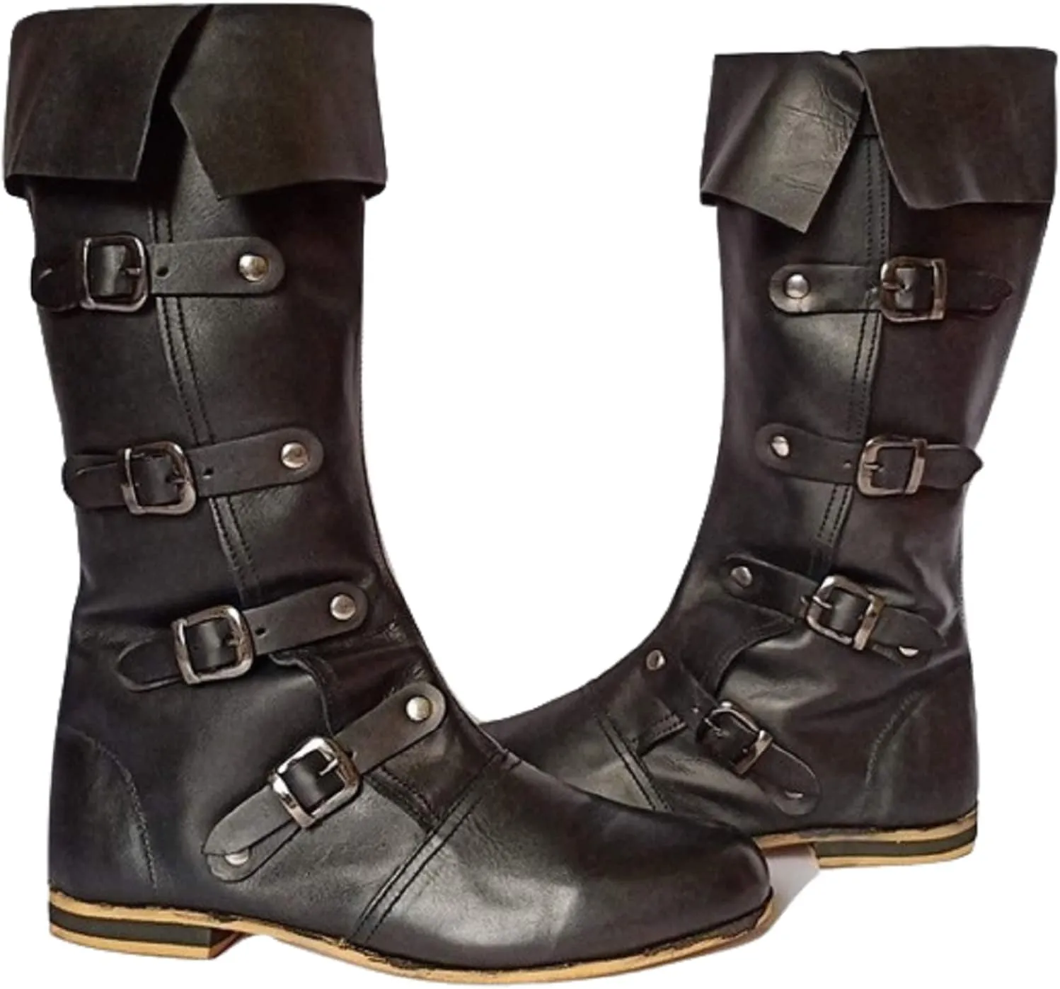 Medieval Leather Boots Caribbean Pirate Costume Boots Renaissance Inspired Loafer Boots for Adults