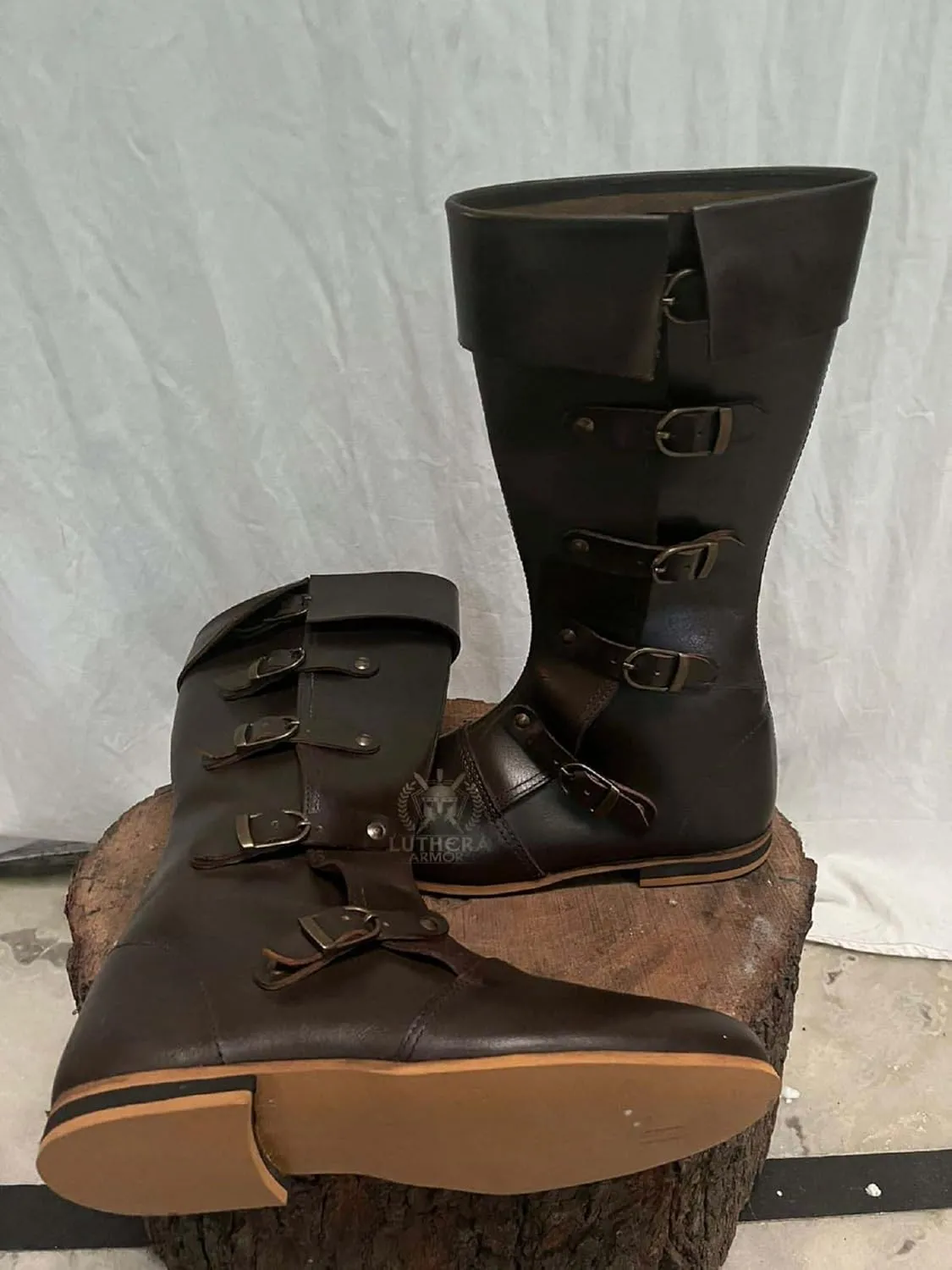 Medieval Leather Boots Caribbean Pirate Costume Boots Renaissance Inspired Loafer Boots for Adults