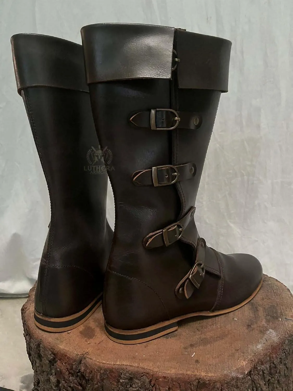 Medieval Leather Boots Caribbean Pirate Costume Boots Renaissance Inspired Loafer Boots for Adults