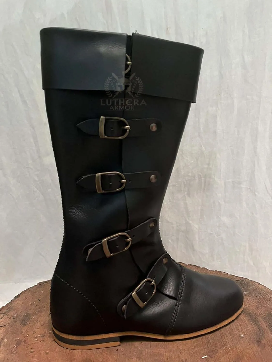 Medieval Leather Boots Caribbean Pirate Costume Boots Renaissance Inspired Loafer Boots for Adults